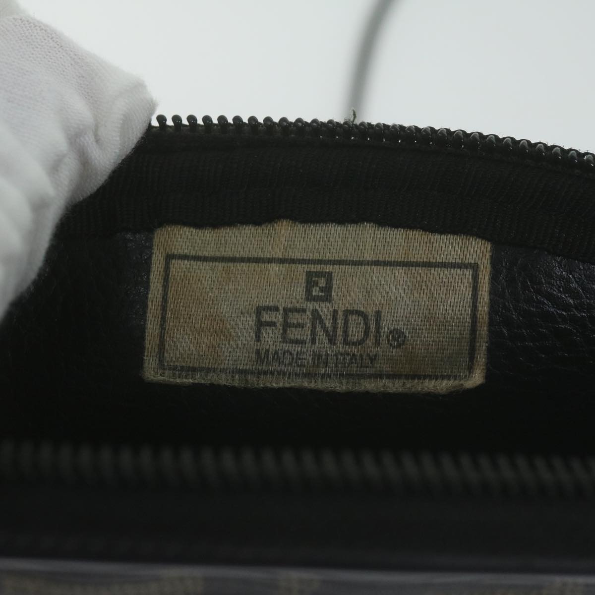 FENDI Zucca Canvas Shoulder Bag Brown Blackth4549