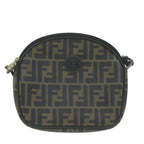 FENDI Zucca Canvas Shoulder Bag Brown Blackth4549