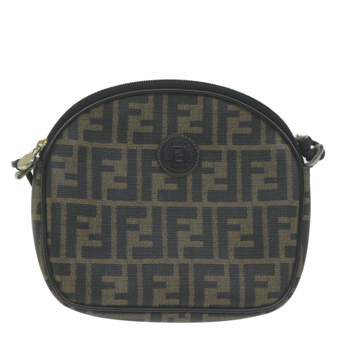 FENDI Zucca Canvas Shoulder Bag Brown Blackth4549