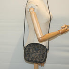 FENDI Zucca Canvas Shoulder Bag Brown Blackth4549