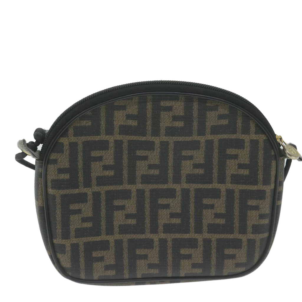 FENDI Zucca Canvas Shoulder Bag Brown Blackth4549