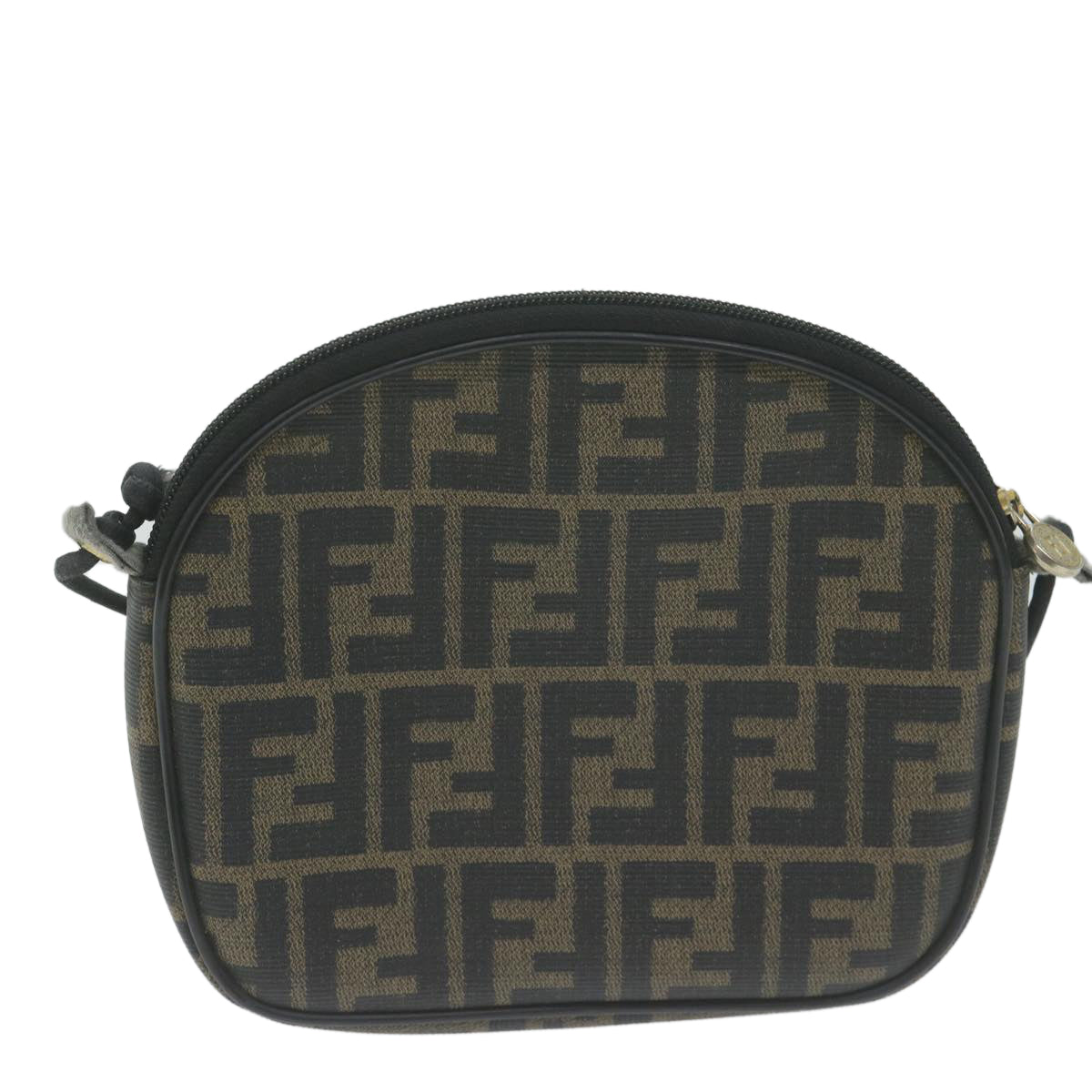 FENDI Zucca Canvas Shoulder Bag Brown Blackth4549