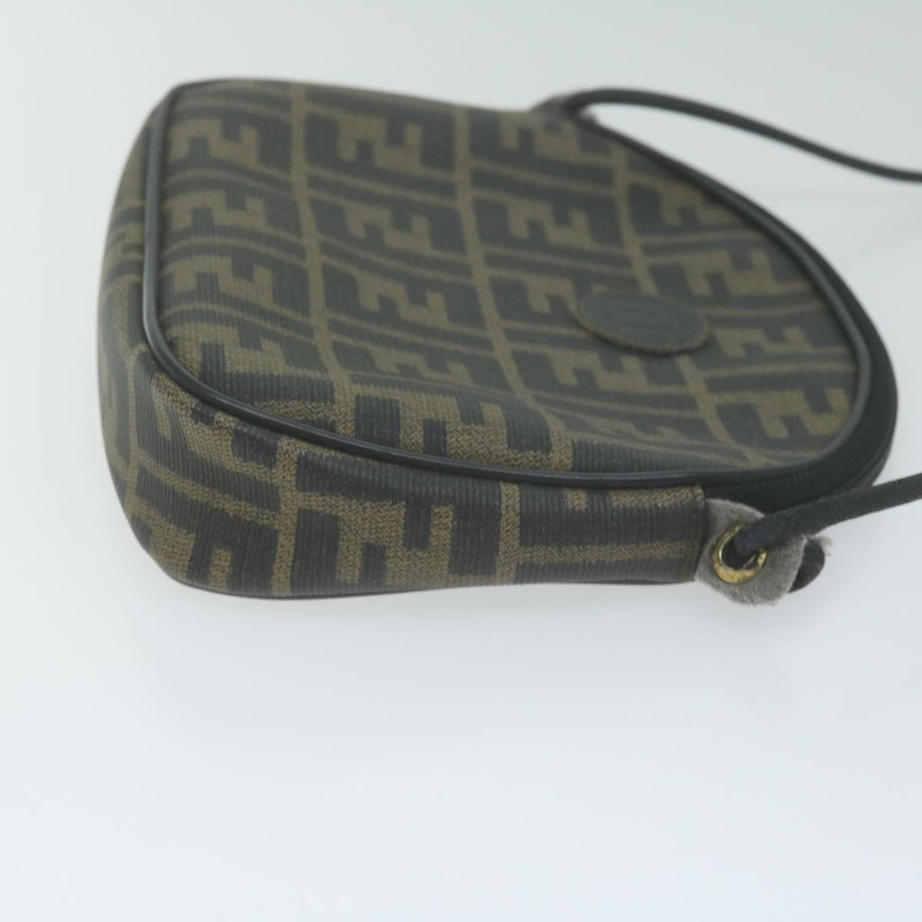 FENDI Zucca Canvas Shoulder Bag Brown Blackth4549
