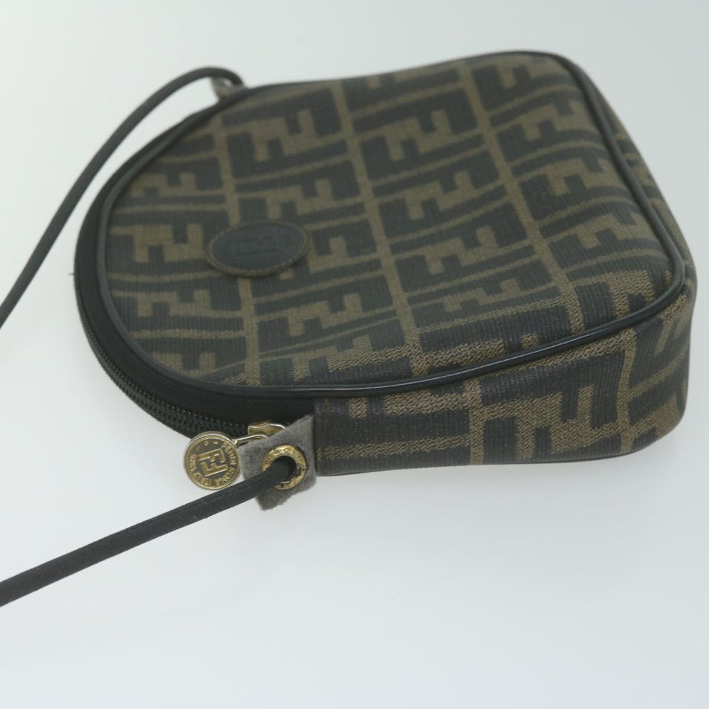 FENDI Zucca Canvas Shoulder Bag Brown Blackth4549