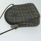 FENDI Zucca Canvas Shoulder Bag Brown Blackth4549