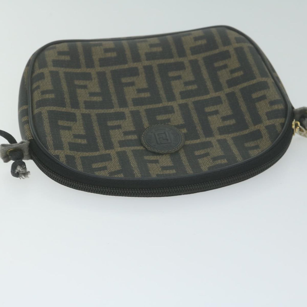 FENDI Zucca Canvas Shoulder Bag Brown Blackth4549