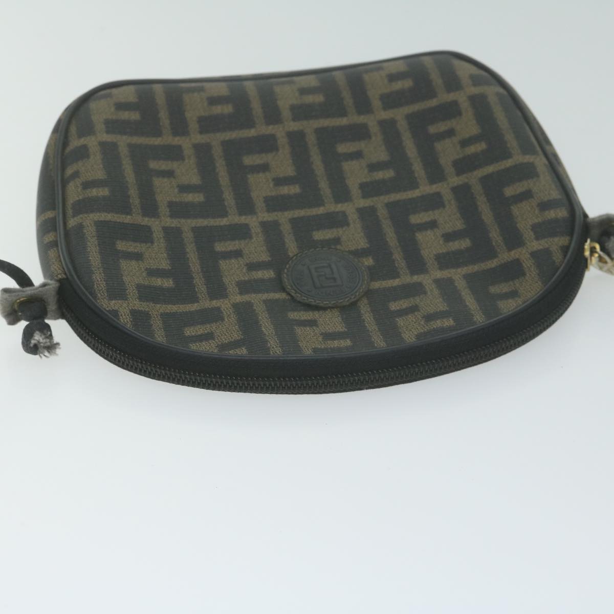 FENDI Zucca Canvas Shoulder Bag Brown Blackth4549