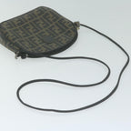 FENDI Zucca Canvas Shoulder Bag Brown Blackth4549