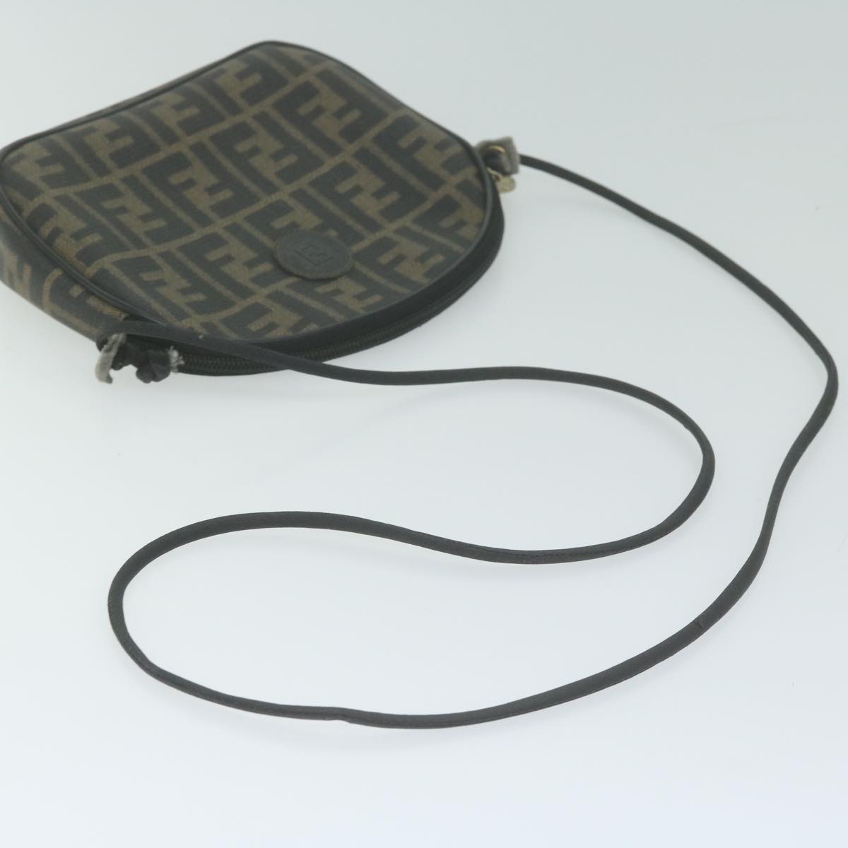 FENDI Zucca Canvas Shoulder Bag Brown Blackth4549