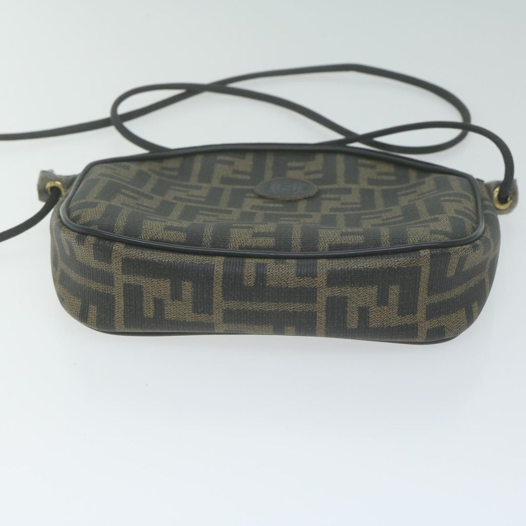 FENDI Zucca Canvas Shoulder Bag Brown Blackth4549