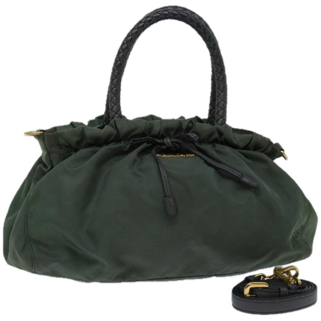 PRADA Hand Bag Nylon 2way Green th4577