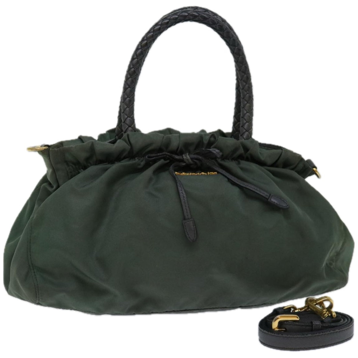 PRADA Hand Bag Nylon 2way Green th4577