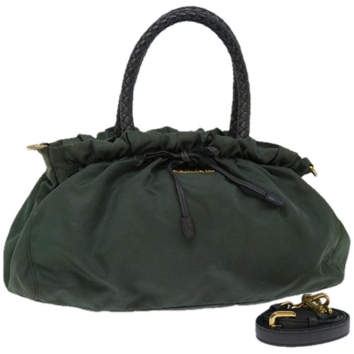 PRADA Hand Bag Nylon 2way Green th4577