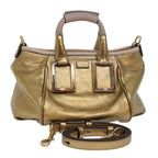 Chloe Etel Shoulder Bag Leather 2way Gold th5077