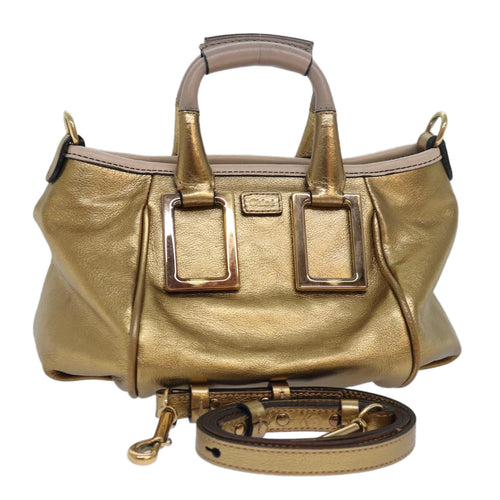 Chloe Etel Shoulder Bag Leather 2way Gold th5077