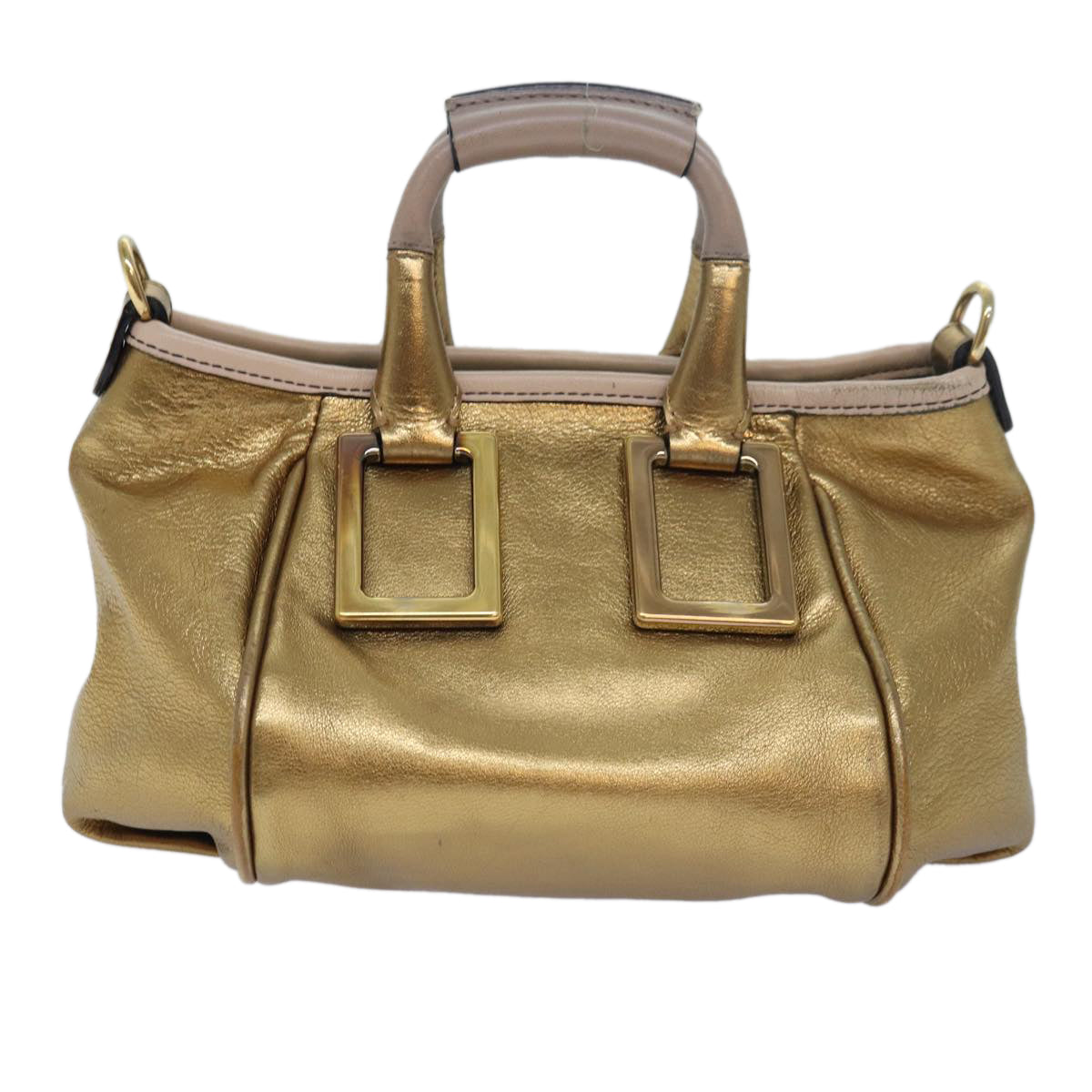 Chloe Etel Shoulder Bag Leather 2way Gold th5077