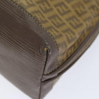 FENDI Zucchino Canvas Shoulder Bag Enamel Brown Black goldth5255