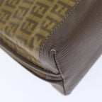 FENDI Zucchino Canvas Shoulder Bag Enamel Brown Black goldth5255