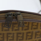 FENDI Zucchino Canvas Shoulder Bag Enamel Brown Black goldth5255