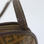 FENDI Zucchino Canvas Shoulder Bag Enamel Brown Black goldth5255