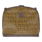 FENDI Zucchino Canvas Shoulder Bag Enamel Brown Black goldth5255