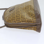 FENDI Zucchino Canvas Shoulder Bag Enamel Brown Black goldth5255