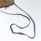 FENDI Zucchino Canvas Shoulder Bag Enamel Brown Black goldth5255
