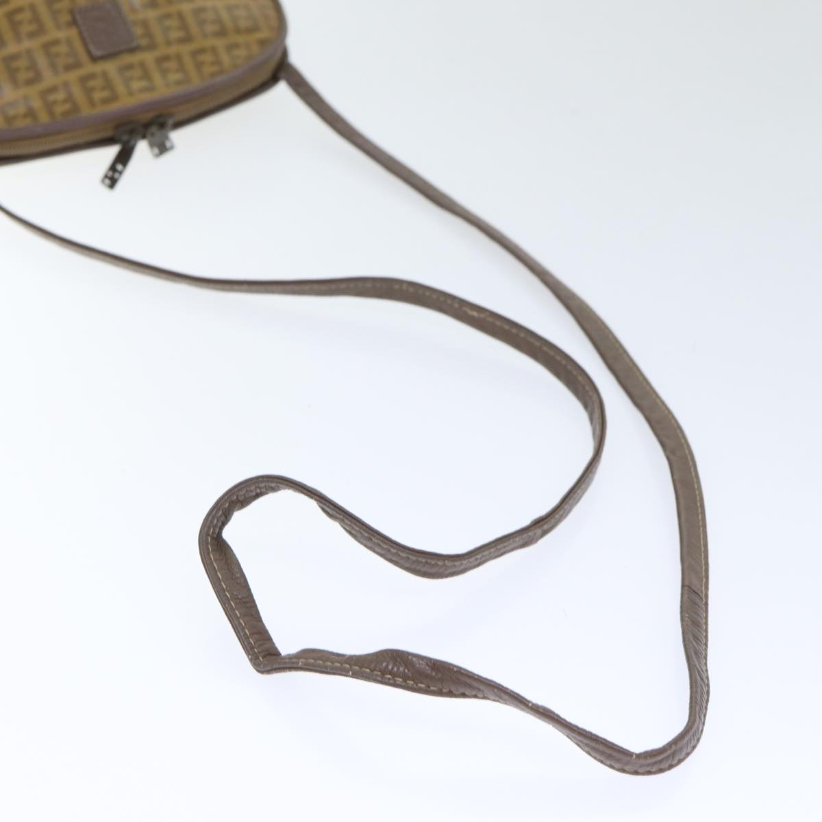 FENDI Zucchino Canvas Shoulder Bag Enamel Brown Black goldth5255