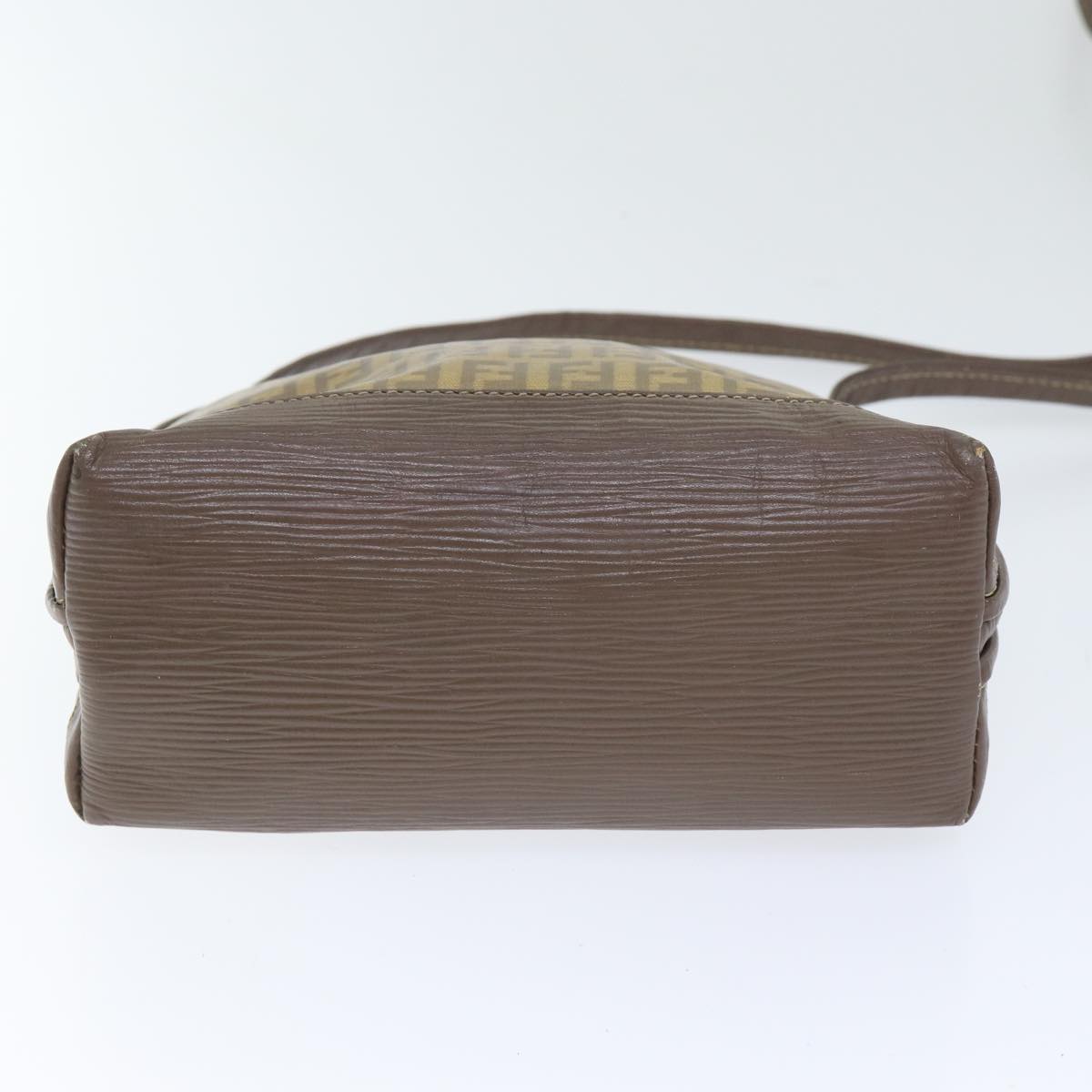 FENDI Zucchino Canvas Shoulder Bag Enamel Brown Black goldth5255