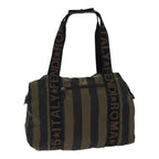 FENDI Pecan Canvas Tote Bag Nylon Khaki Blackth5267