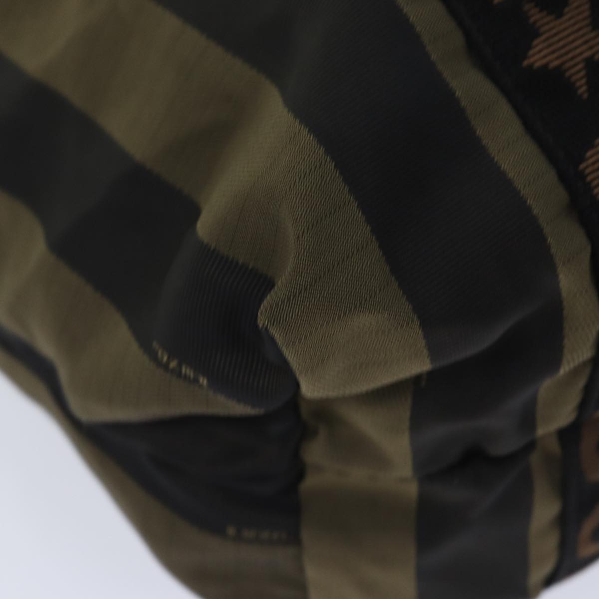 FENDI Pecan Canvas Tote Bag Nylon Khaki Blackth5267