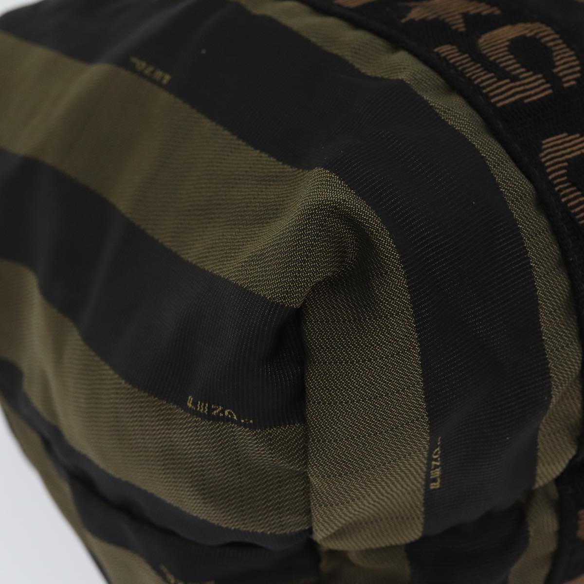 FENDI Pecan Canvas Tote Bag Nylon Khaki Blackth5267