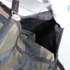 FENDI Pecan Canvas Tote Bag Nylon Khaki Blackth5267