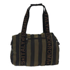 FENDI Pecan Canvas Tote Bag Nylon Khaki Blackth5267