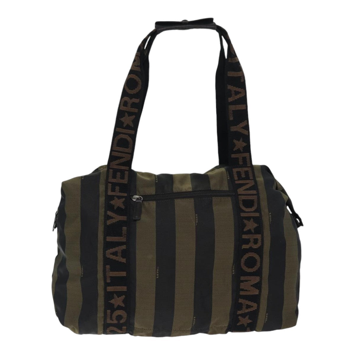 FENDI Pecan Canvas Tote Bag Nylon Khaki Blackth5267