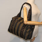 FENDI Pecan Canvas Tote Bag Nylon Khaki Blackth5267