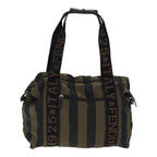 FENDI Pecan Canvas Tote Bag Nylon Khaki Blackth5267