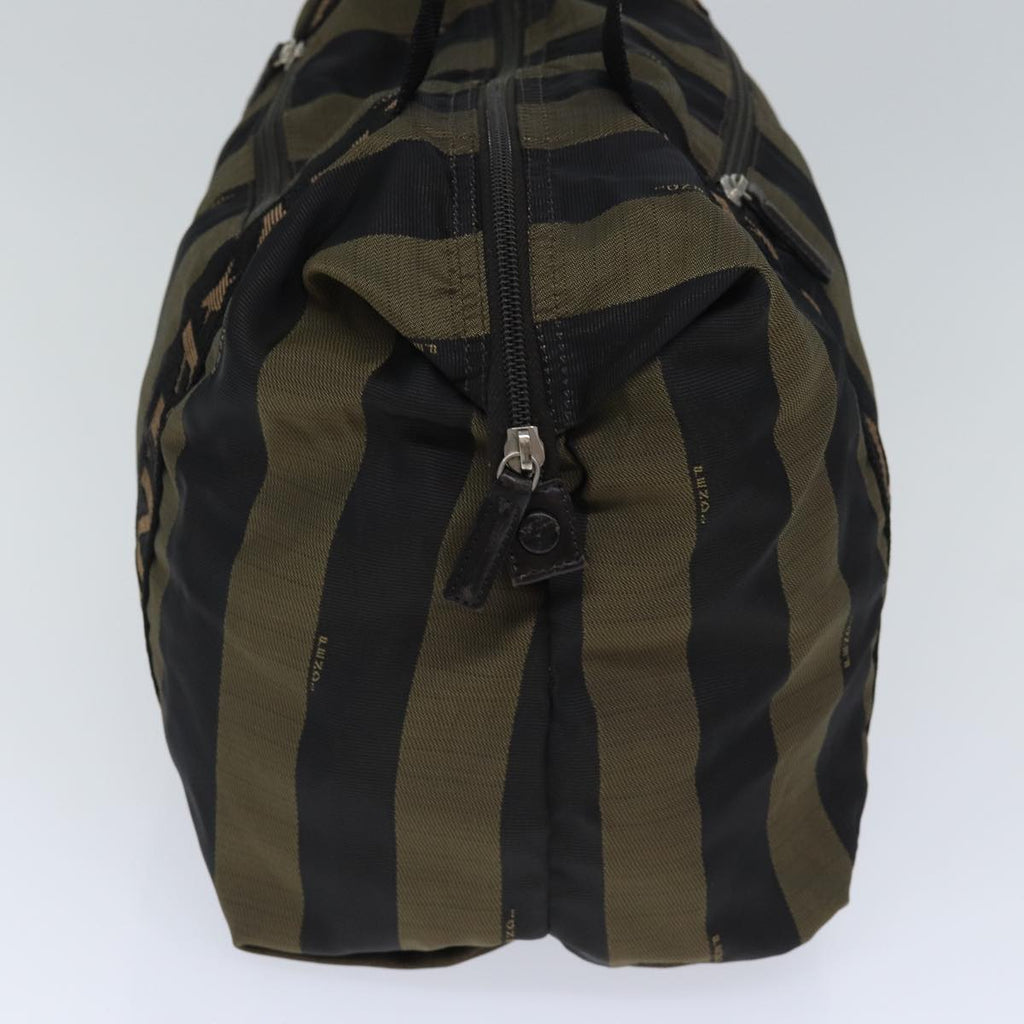 FENDI Pecan Canvas Tote Bag Nylon Khaki Blackth5267