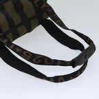 FENDI Pecan Canvas Tote Bag Nylon Khaki Blackth5267