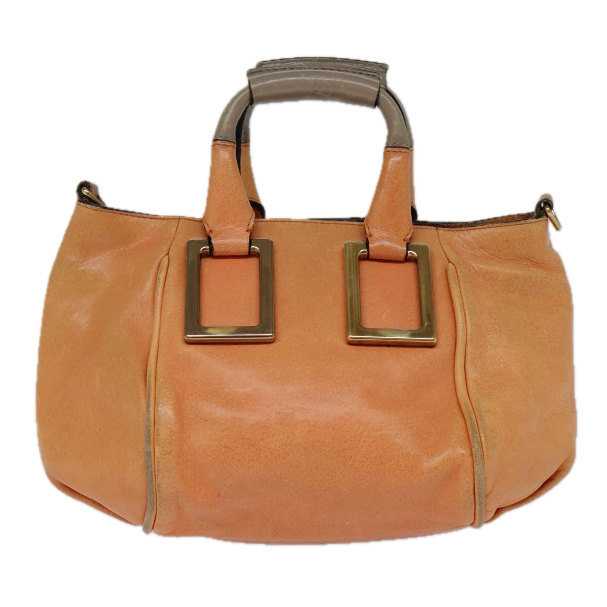 Chloe Etel Shoulder Bag Leather 2way Orange Gold th5309