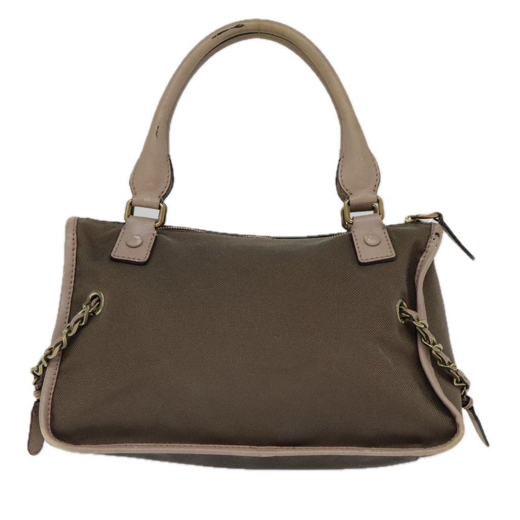 Chloe Hand Bag Canvas Leather Brown Gold th5319