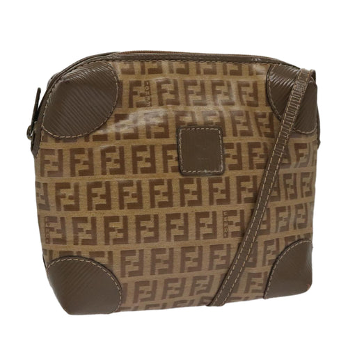 FENDI Zucchino Canvas Shoulder Bag Beigeth5552