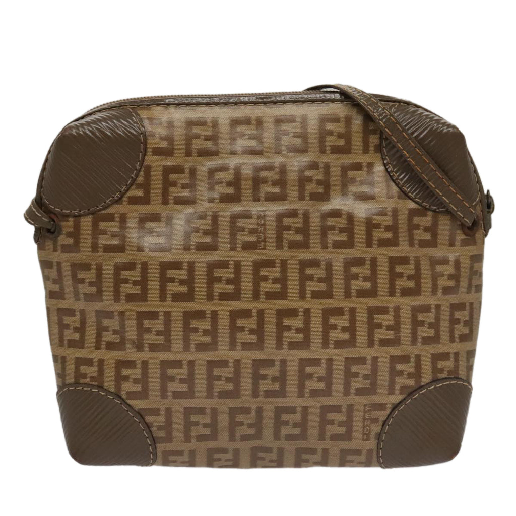 FENDI Zucchino Canvas Shoulder Bag Beigeth5552