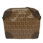 FENDI Zucchino Canvas Shoulder Bag Beigeth5552