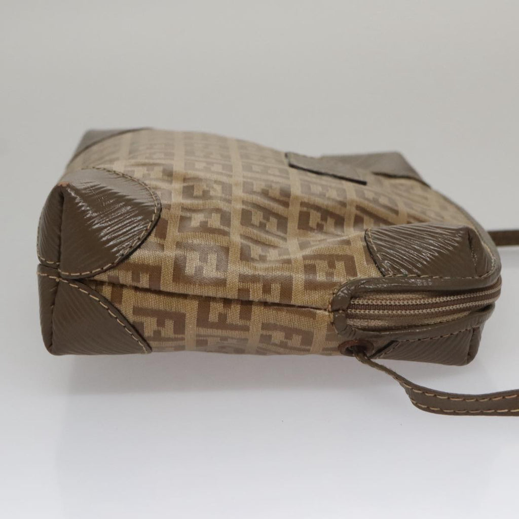 FENDI Zucchino Canvas Shoulder Bag Beigeth5552