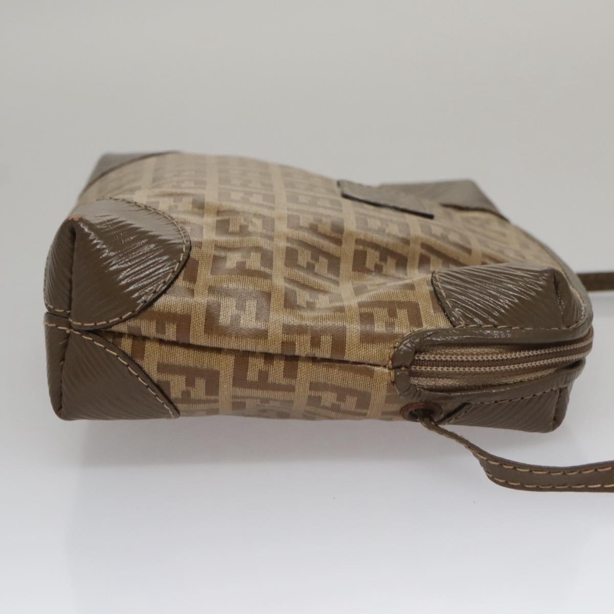 FENDI Zucchino Canvas Shoulder Bag Beigeth5552
