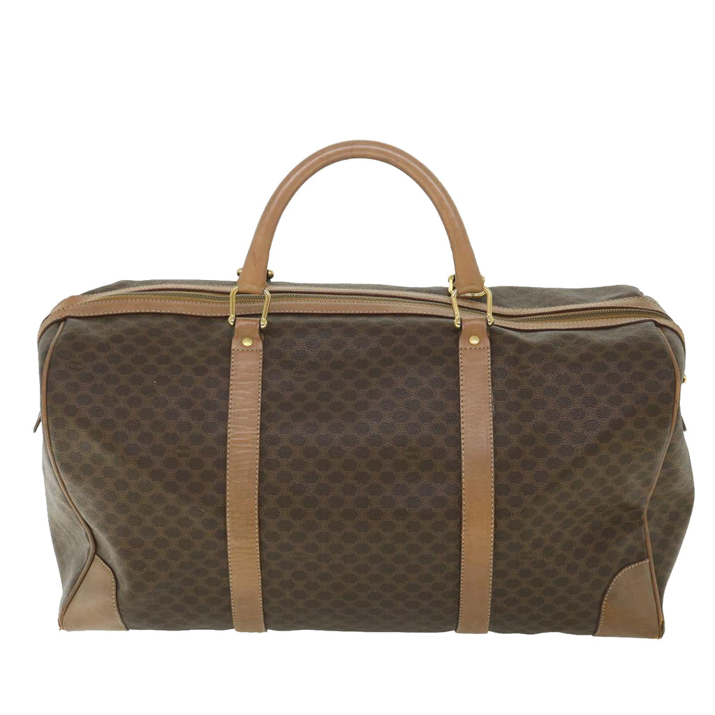 CELINE Macadam Canvas Boston Bag PVC Leather Brown  ki2647