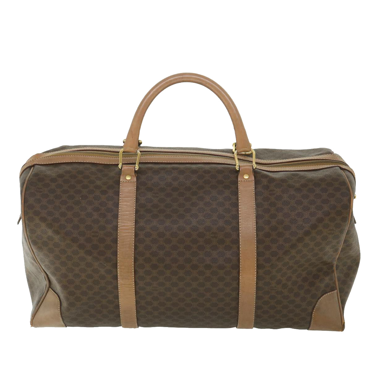 CELINE Macadam Canvas Boston Bag PVC Leather Brown  ki2647