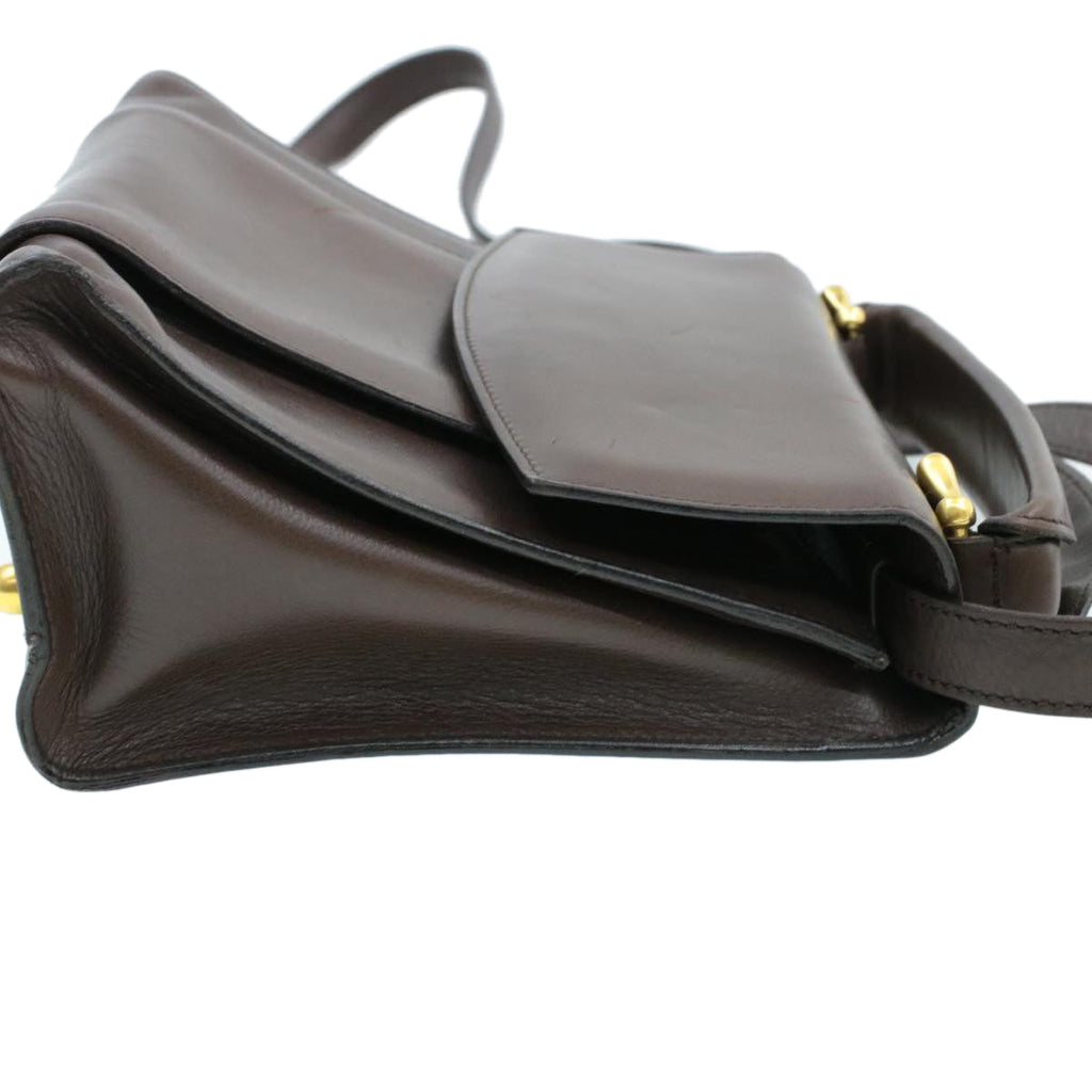 CELINE Hand Bag Leather 2way Brown  rd530