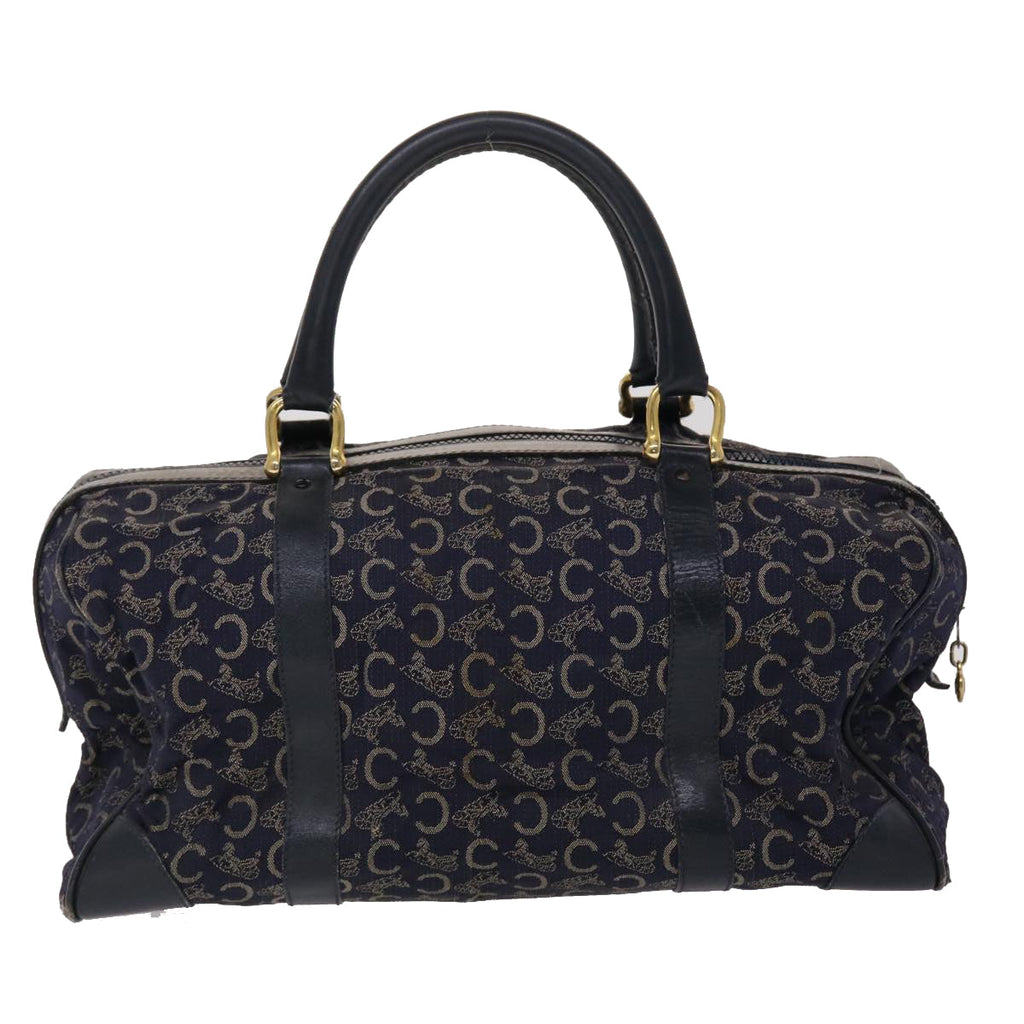 CELINE Boston Bag Canvas Leather Navy  ar8356